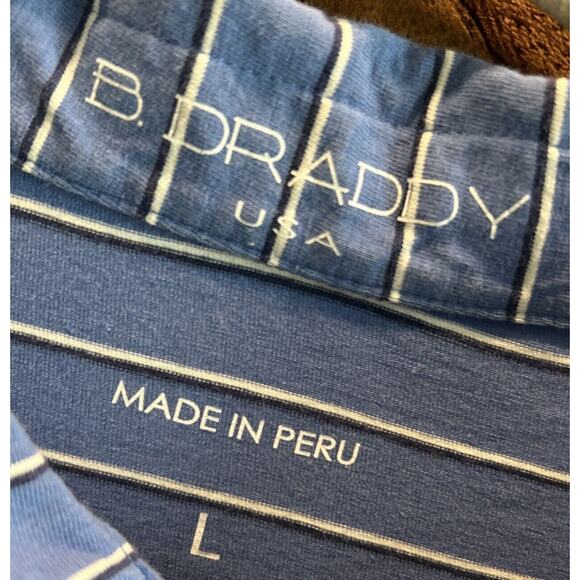 Mens B. DRADDY Blue Striped Trophy Cup Short Sleeve Polo Shirt Size L *B3 - Picture 3 of 6